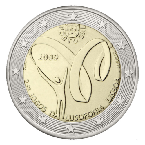 2009 Portugal Lusophone Games 2 Euro Coin Florinus Lv