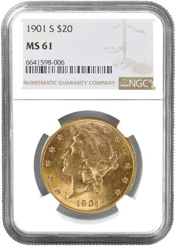 20 dollars Liberty Head/Double Eagle US gold coin MS 61 1901 (NGC ...