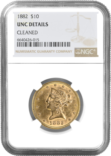 10 Liberty Head Eagle US Gold Coin UNC DETAILS 1882 NGC